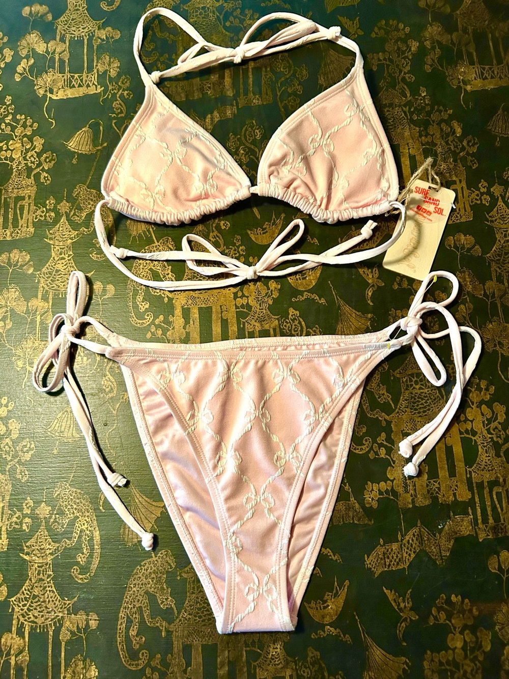 NWT Cabana Del Sol 2 Piece Pink Bows Bikini M
